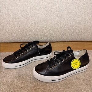 Paul Green Black Leather Women's Sneakers